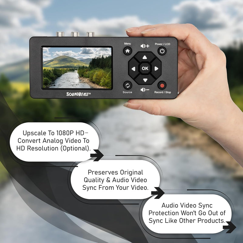 SoundBeast Video Capture Box 2.0 | Record Video & Audio from VCR, VHS, AV, RCA, S-Video, Hi8, Camcorder, DVD, Cassette Tape Players, Stereos, Turntables