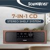 SoundBeast® Stereo Shelf System with CD Player, Bluetooth, FM Radio, USB Playback, Aux in, Optical in, Alarm Clock, & Remote Control
